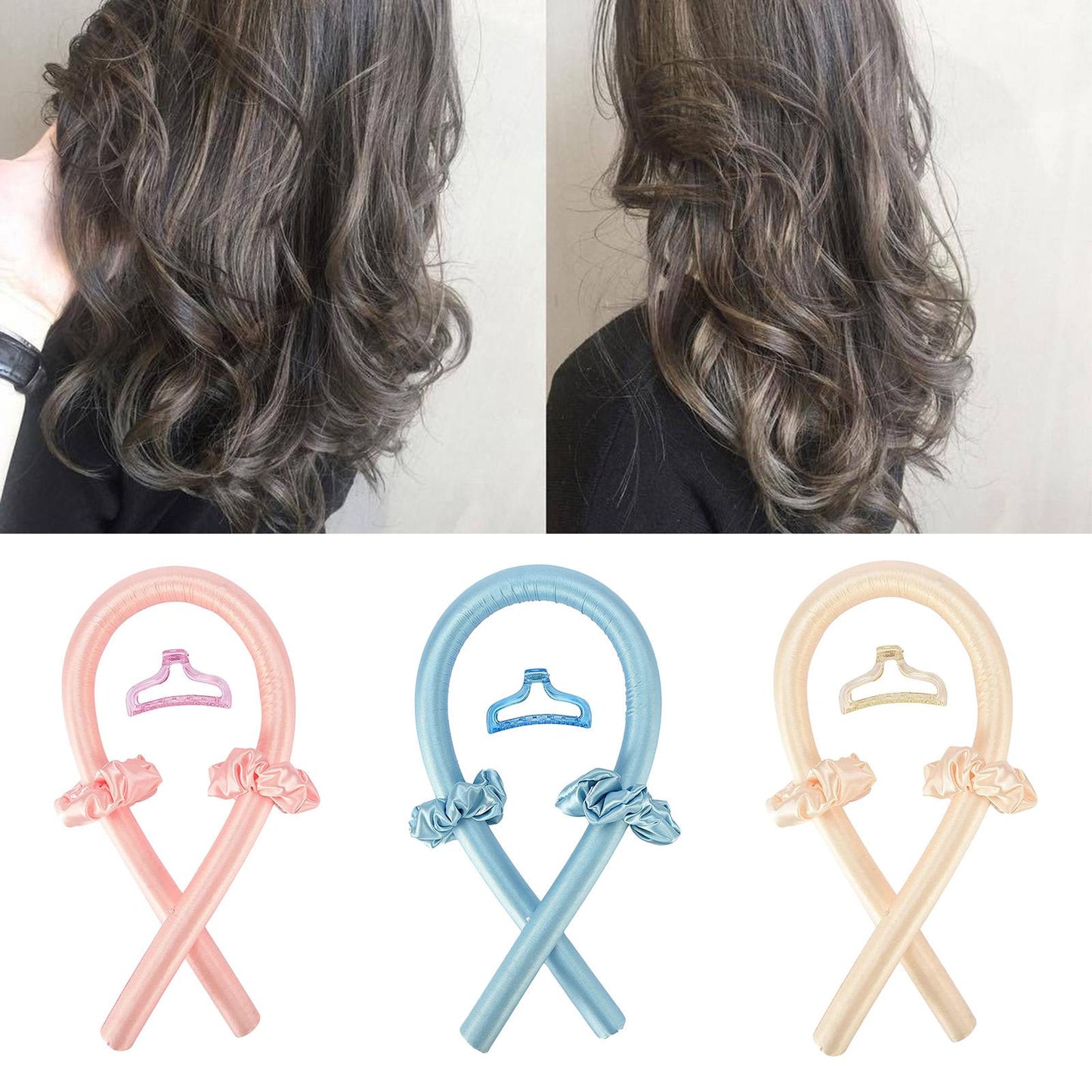 Sleeping Heatless Curling Rod Headband Curler Women Hair Rollers Soft Blue