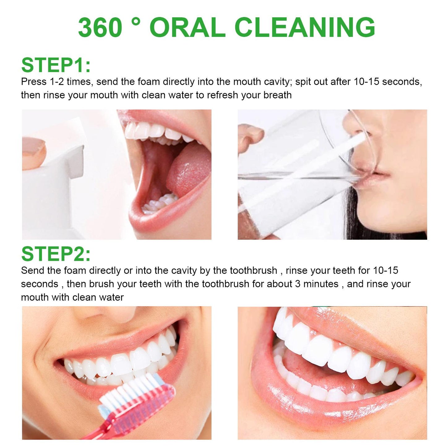 Professional Teeth Whitening Foam Freshen Breath Oral Cleaning Blueberry