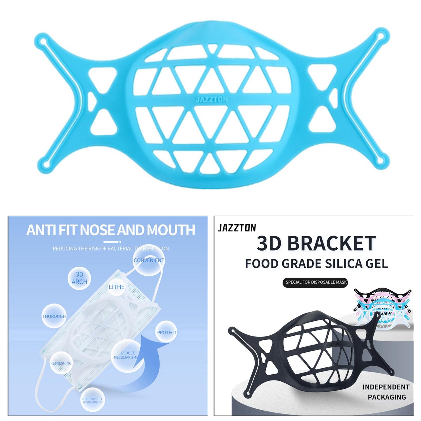 3D Mask Bracket Inner Support for More Breathing Space Reusable blue