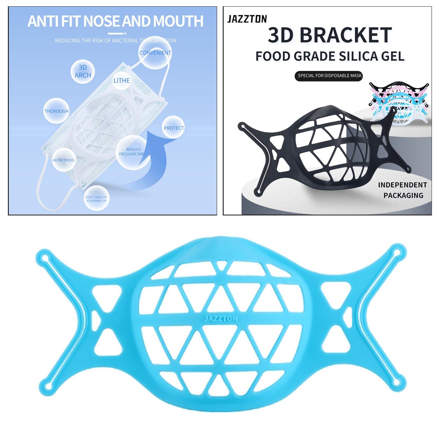 3D Mask Bracket Inner Support for More Breathing Space Reusable blue