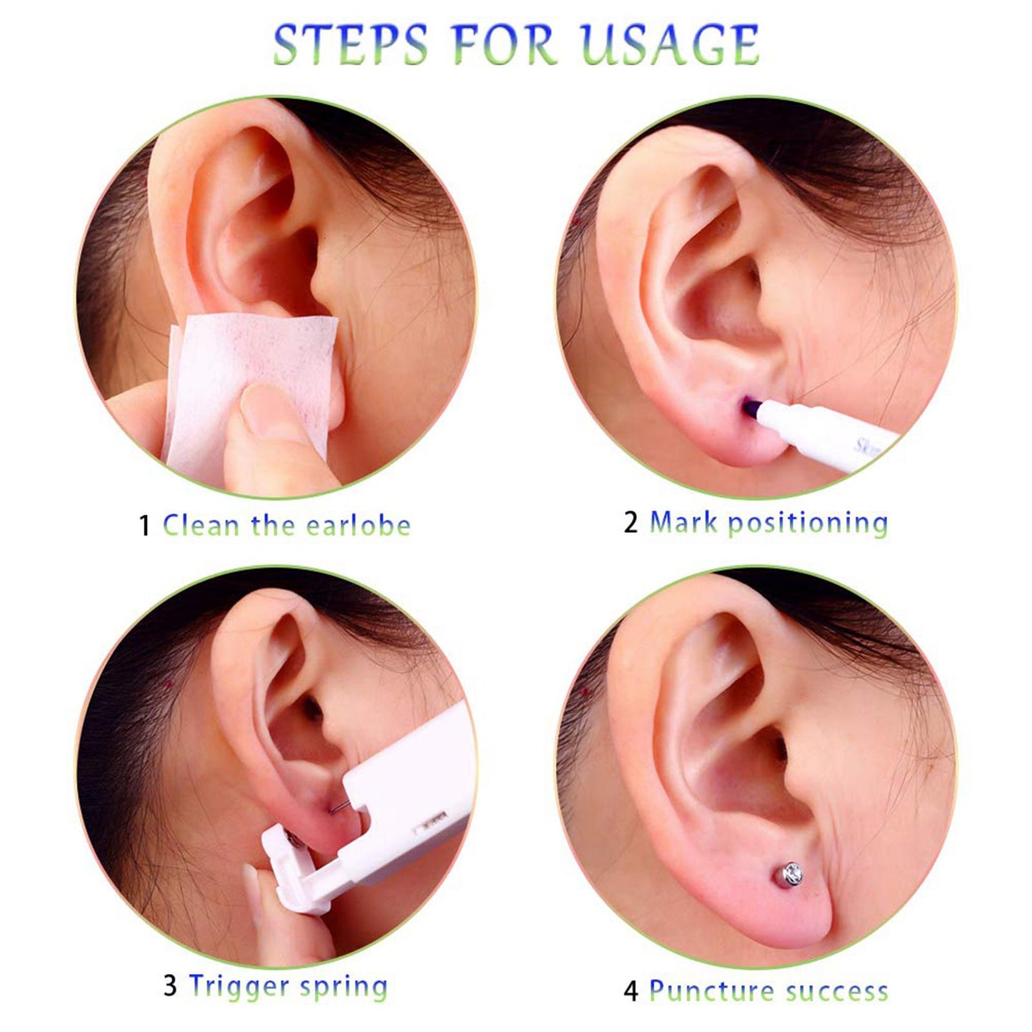 Disposable Ear Piercing Tool Gun Earring Ear Stud Gun Kit Stud Piercing
