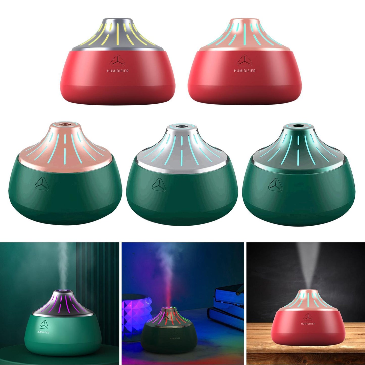 200ml USB Air Humidifier with Colorful Led Light Gifts  Green Rose Gold