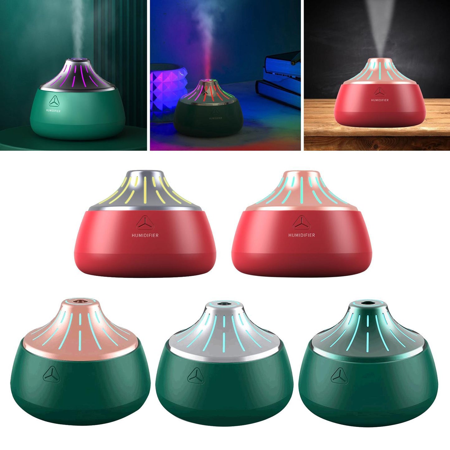 200ml USB Air Humidifier with Colorful Led Light Gifts  Green Rose Gold
