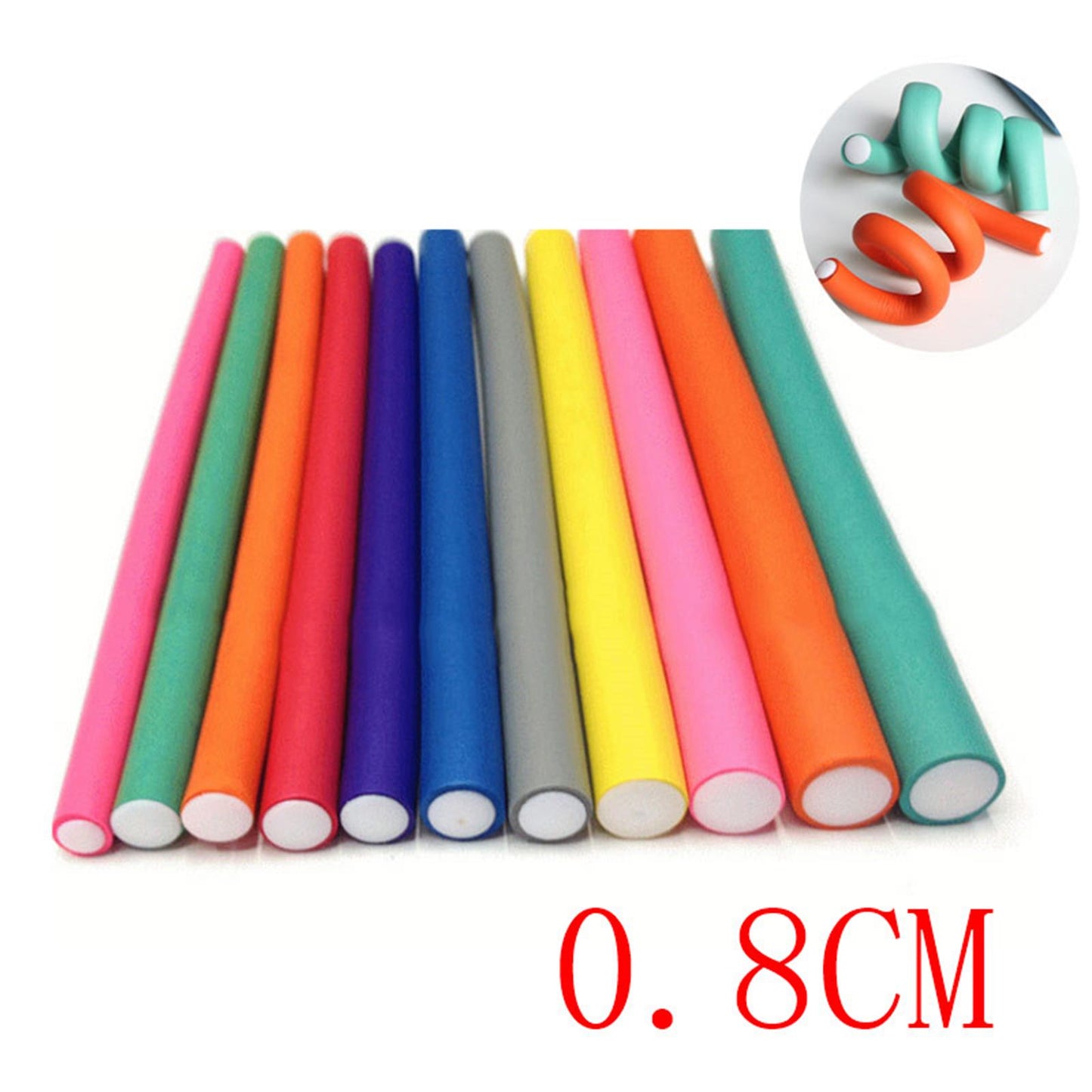 10x Hair Foam Curler Roller Set Flexible Rods Easy Use DIY 8mm