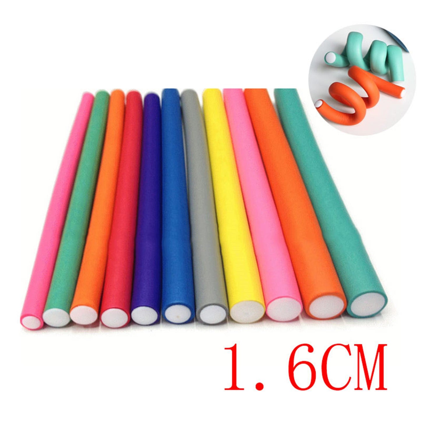10x Hair Foam Curler Roller Set Flexible Rods Easy Use DIY 16mm