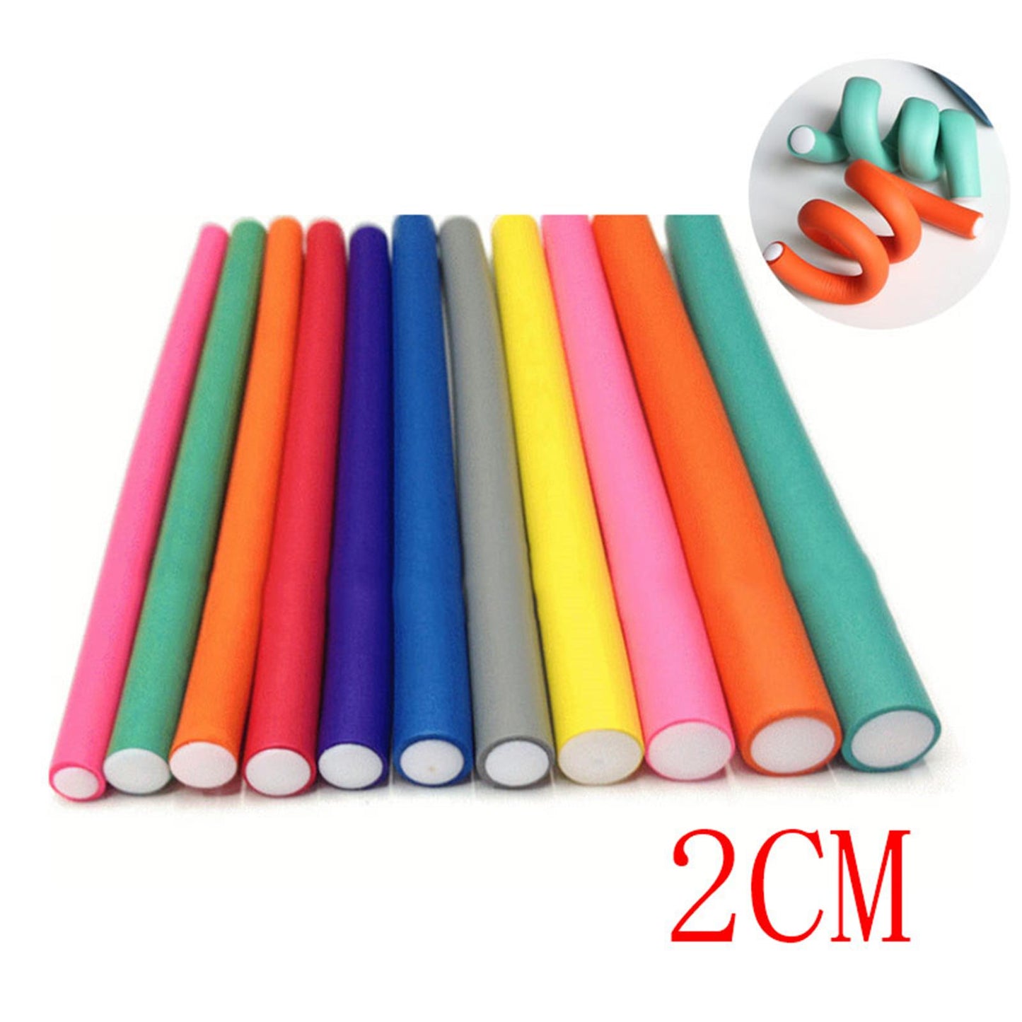 10x Hair Foam Curler Roller Set Flexible Rods Easy Use DIY 20mm