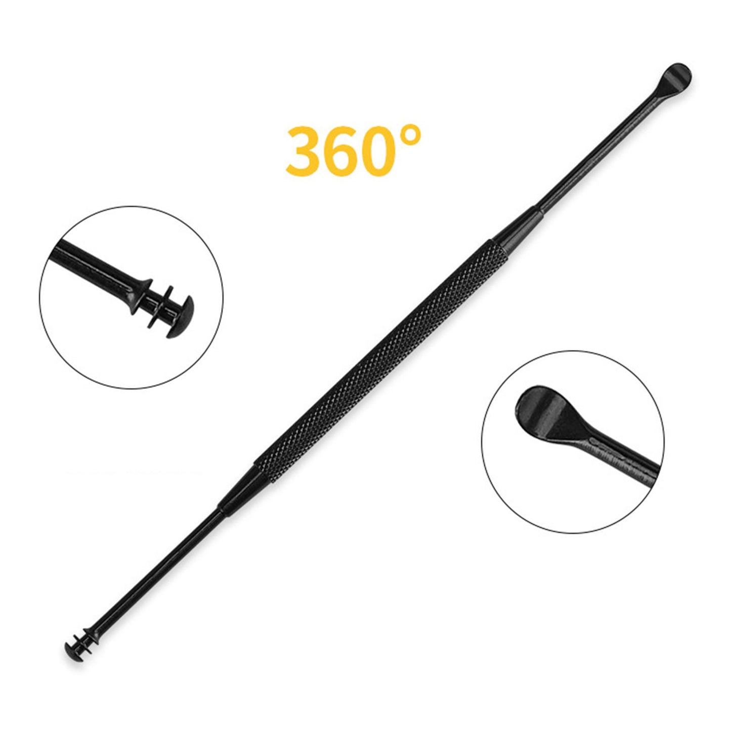 3 in1 Soft Silicone Ear Pick Set Double-End Spiral Remover  Black B