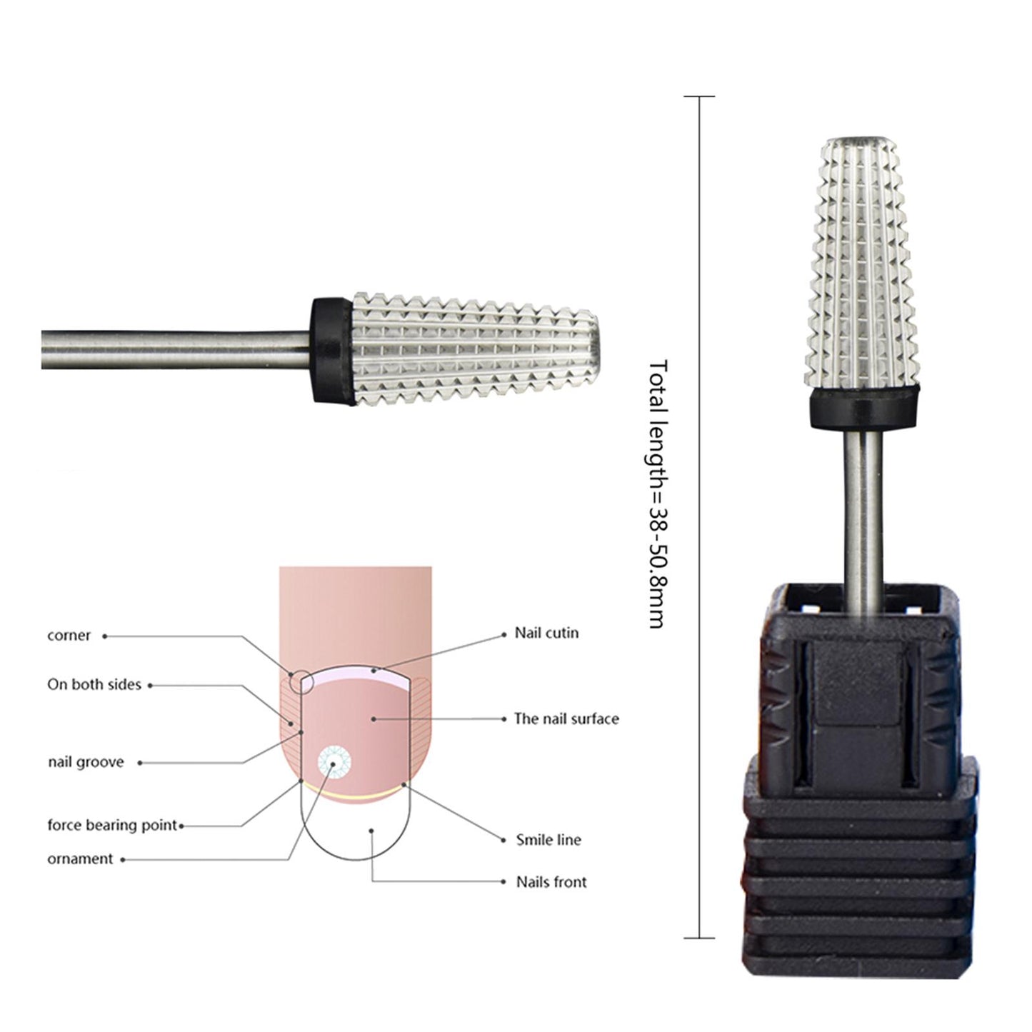 Multi-functions Salon Electric Pedicure Files Nail Drill Bit for Reshaping Black XC