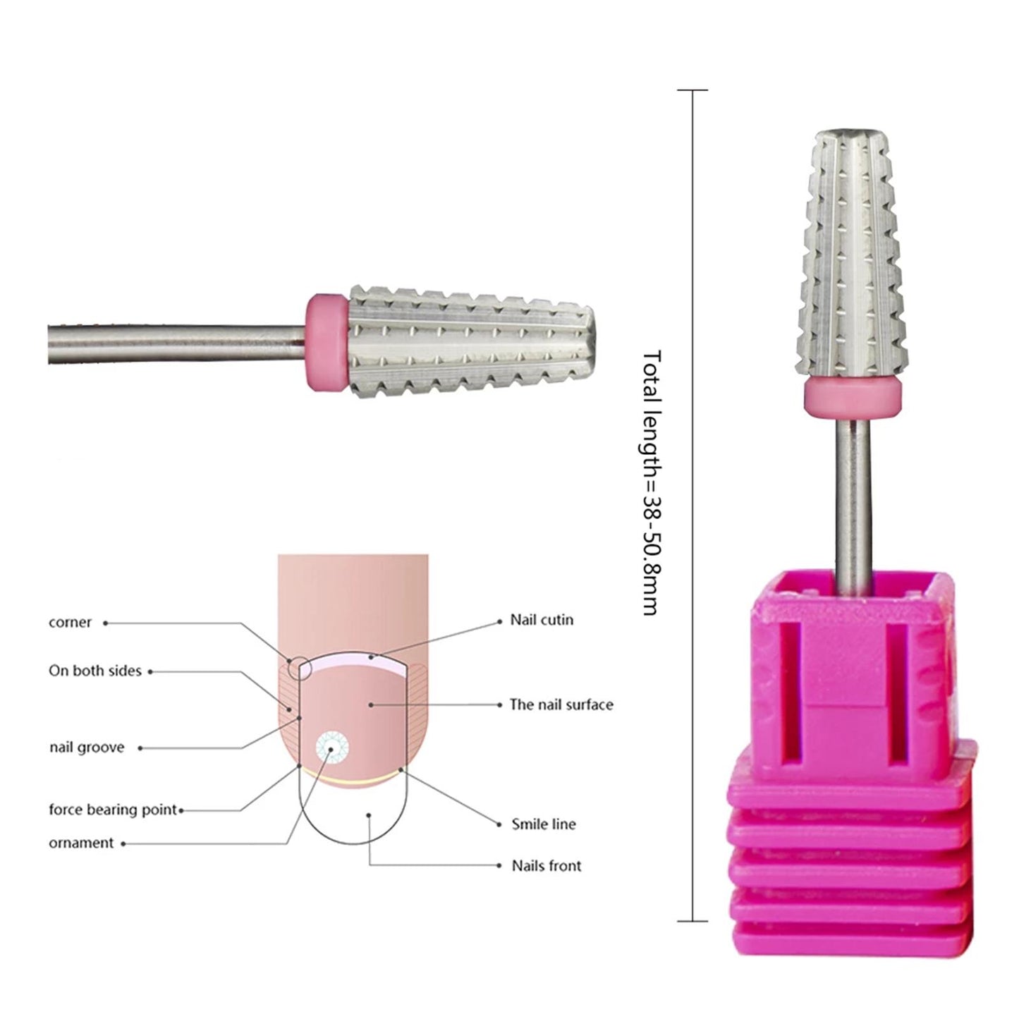 Multi-functions Salon Electric Pedicure Files Nail Drill Bit for Reshaping Pink 3XC