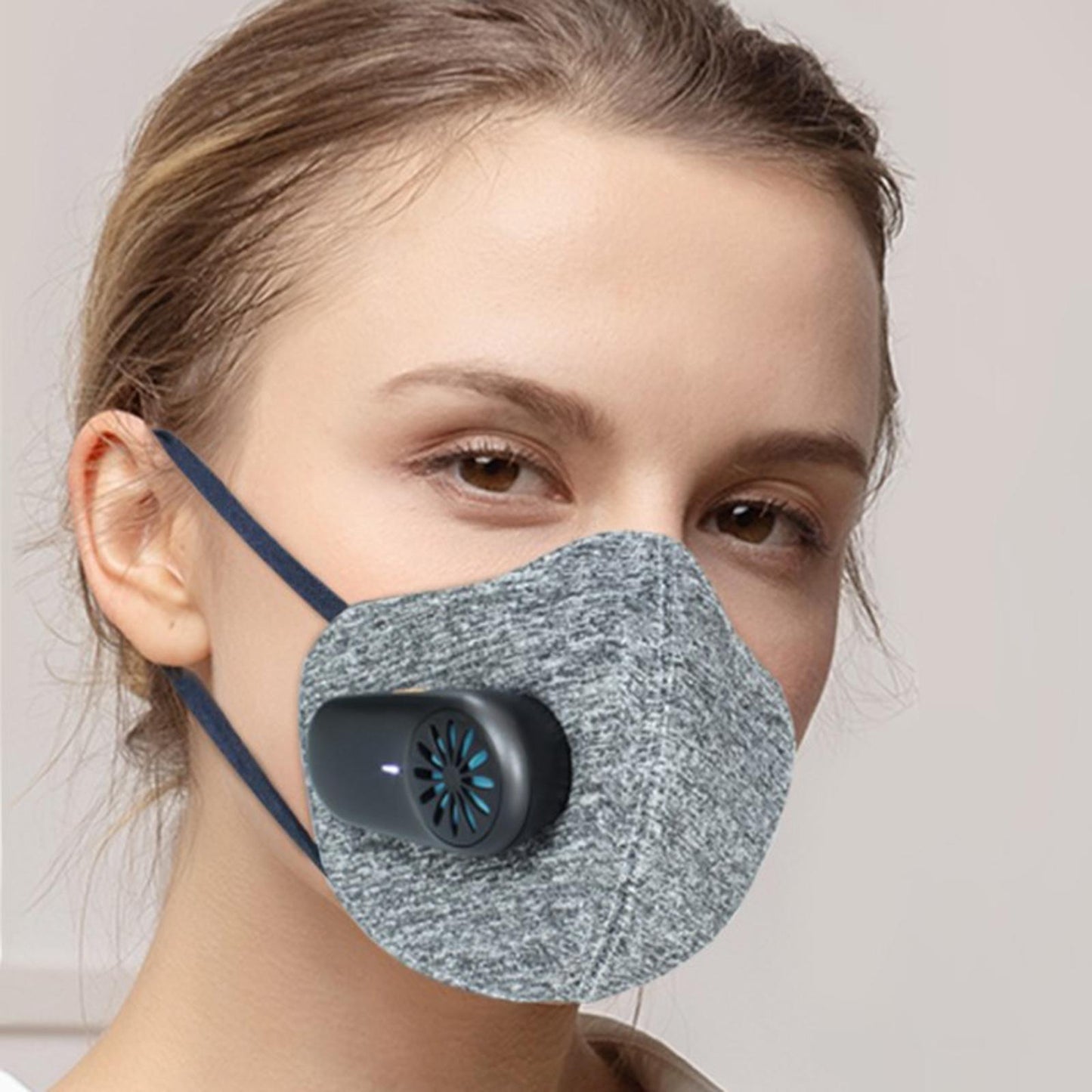 Outdoor Sport Cooler Fan Face Mask Fan Make Breathing Easier White