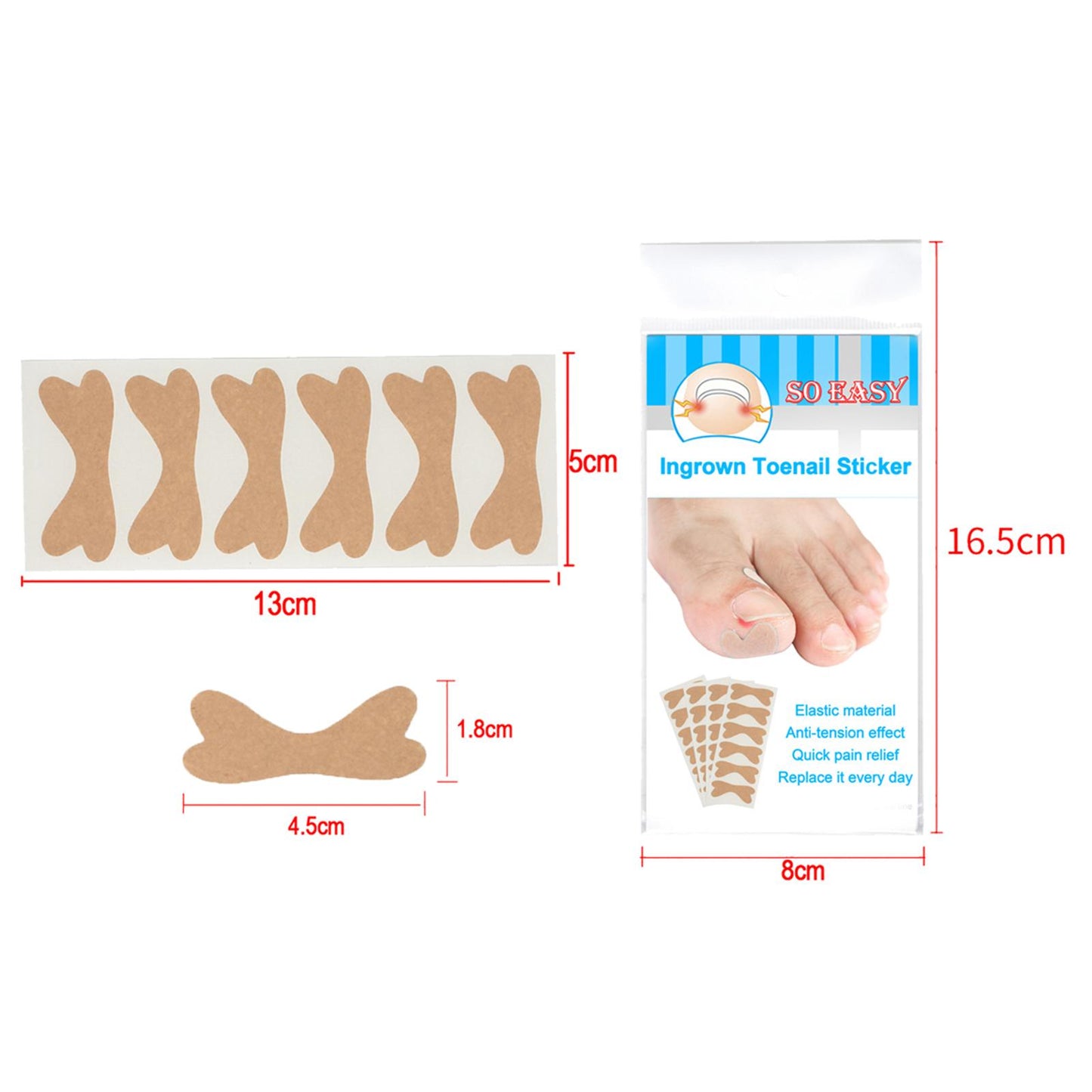 Glue Free Ingrown Toenail Stickers Corrector for Women Nail Treatment Tools 60 pcs