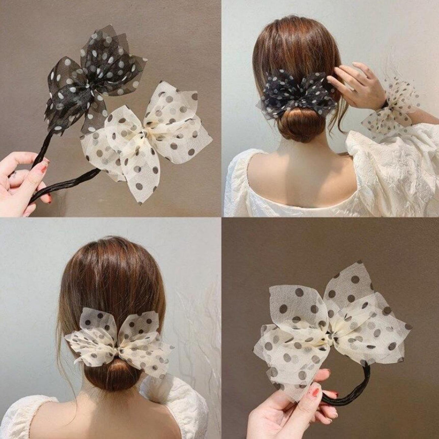 Hair Stick Band French Twist Bowknot Women Elegant Bun Maker Wedding White