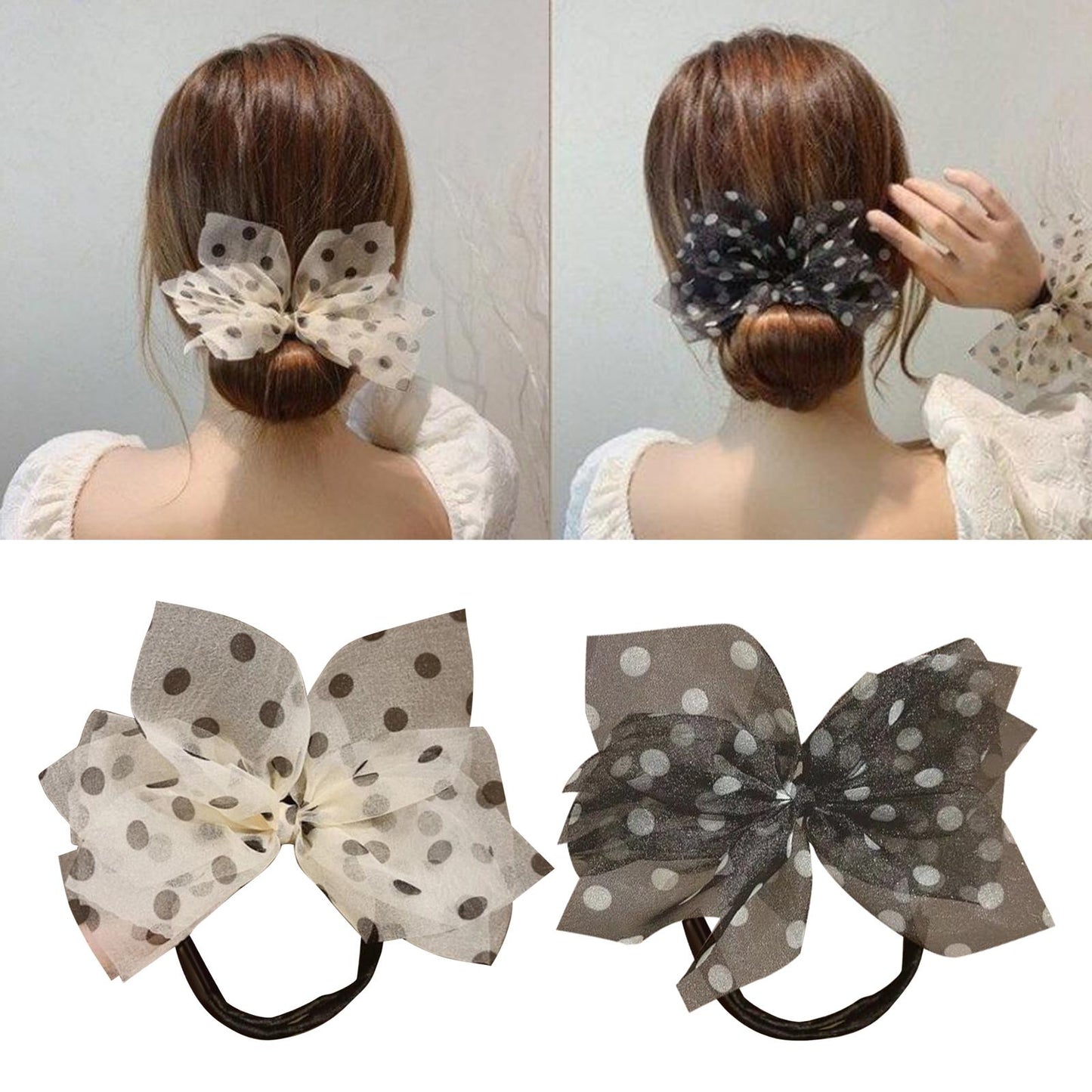Hair Stick Band French Twist Bowknot Women Elegant Bun Maker Wedding White