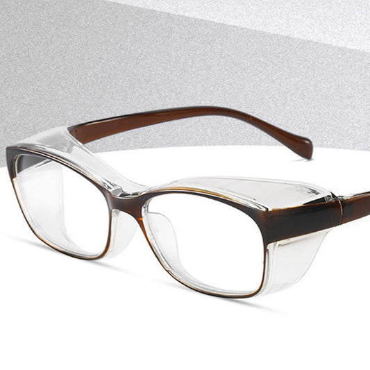 Safety Glasses with Clear Anti Fog Wrap Around Lenses UV Resistant Brown