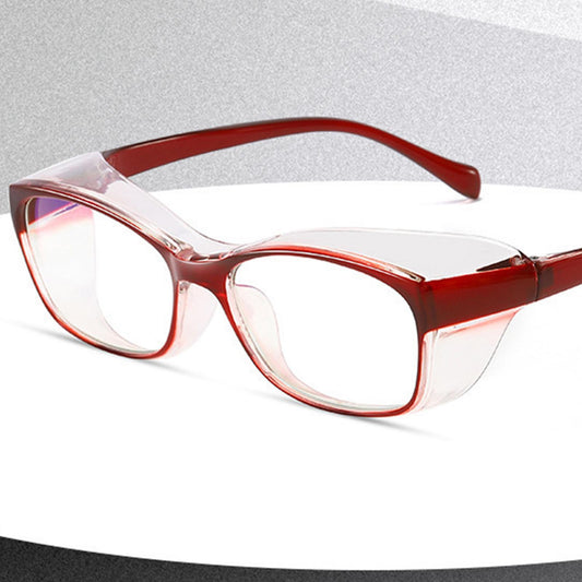 Safety Glasses with Clear Anti Fog Wrap Around Lenses UV Resistant Red