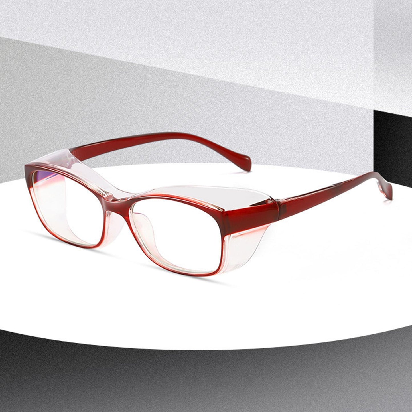 Safety Glasses with Clear Anti Fog Wrap Around Lenses UV Resistant Red