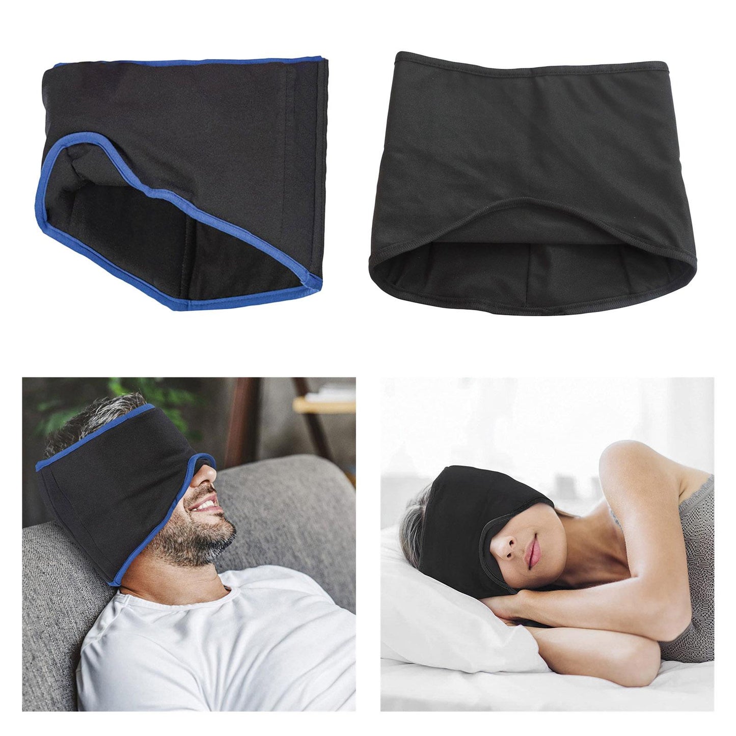 Cotton Sleep Eye Mask With Travel Pouch Comfortable Blindfold  Black