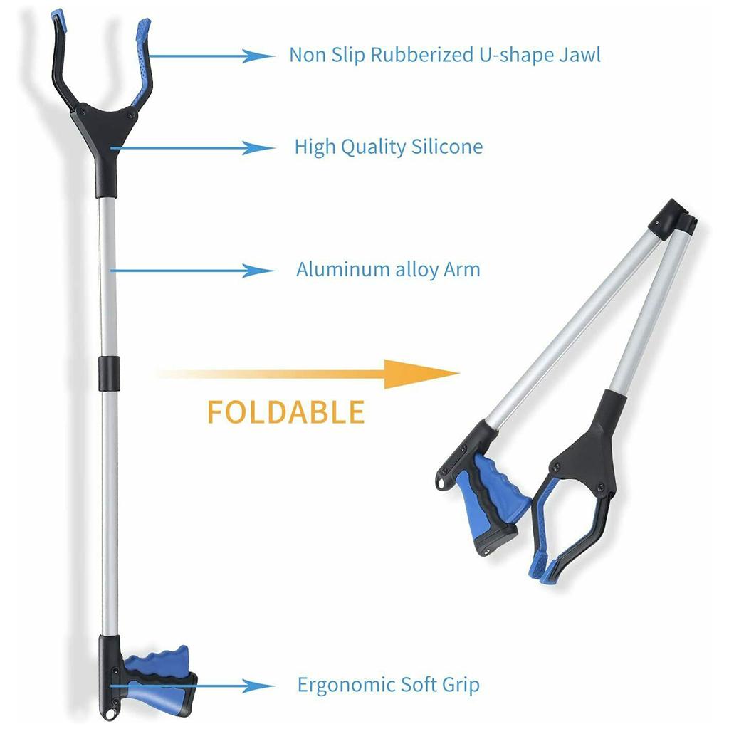 Foldable Litter Picker Pick-Up Tool Long Arm Grabber Reacher Rubbish Grip