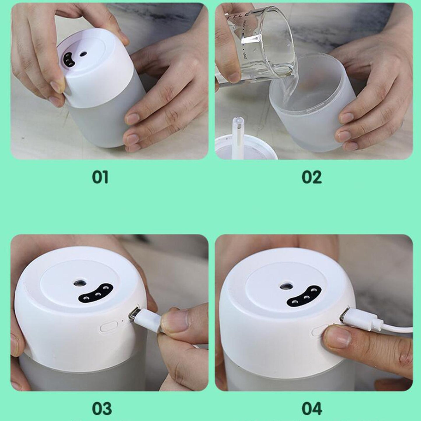 220ml Mini Humidifier Quiet for Bedroom Office Rooms w/ Night Light Pink
