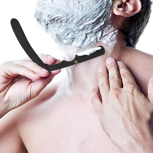 Stainless Steel Barber Straight Edge Razor with 100Piece Blades Black
