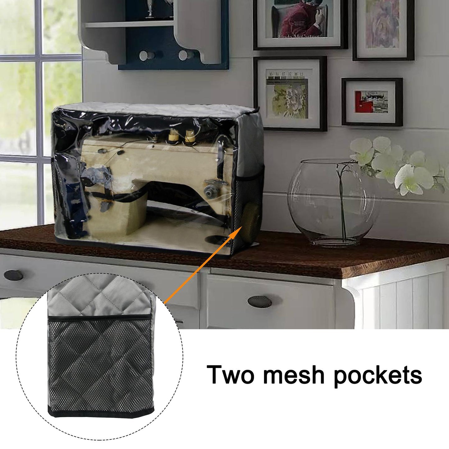 Sewing Machine Cover Protective Dustproof Waterproof Portable Grey