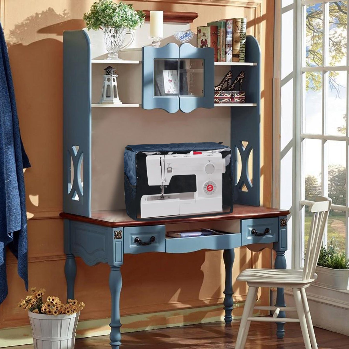 Sewing Machine Cover Protective Dustproof Waterproof Portable Blue