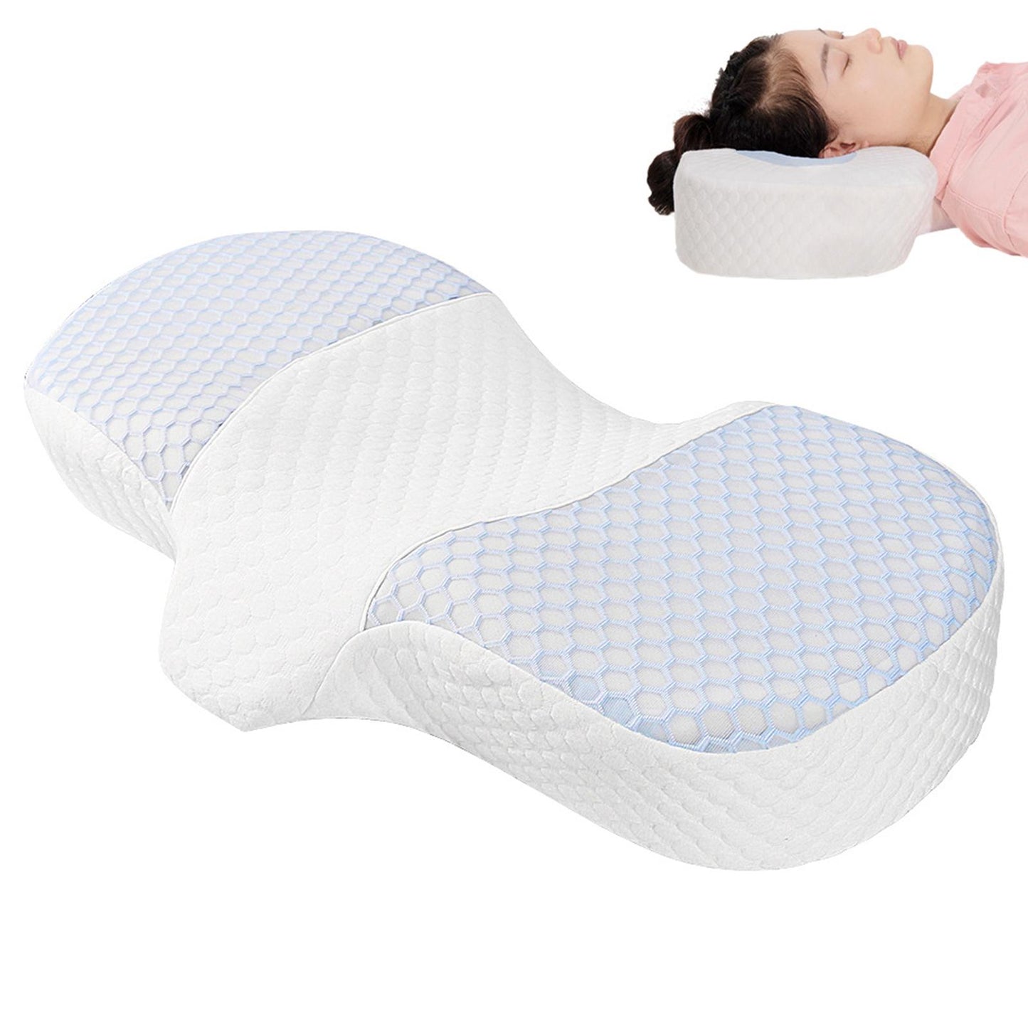 Contour MemoryFoam Contour Sleep Pillow Cervical Neck Support Washable Blue