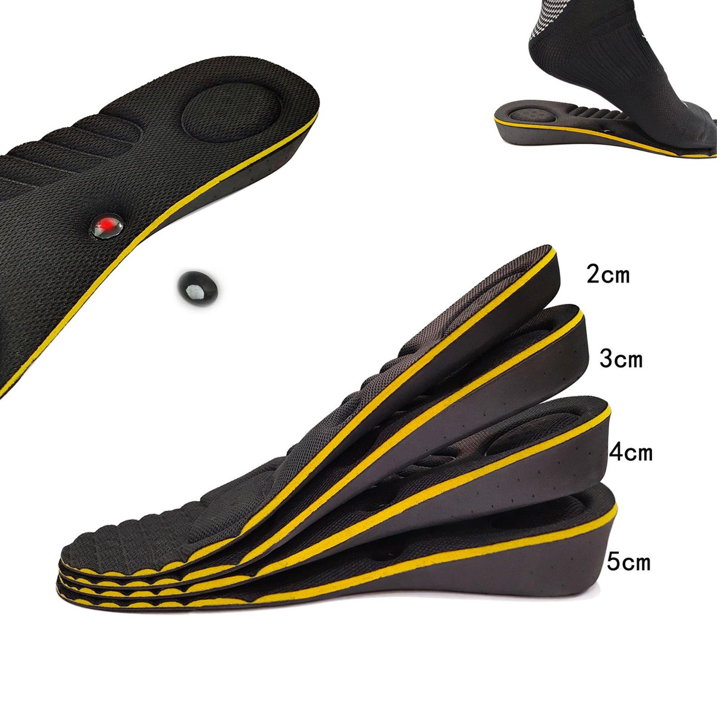 Height Insoles Elastic Comfort Taller Heel Inserts Lifts for Sneaker Men 2cm