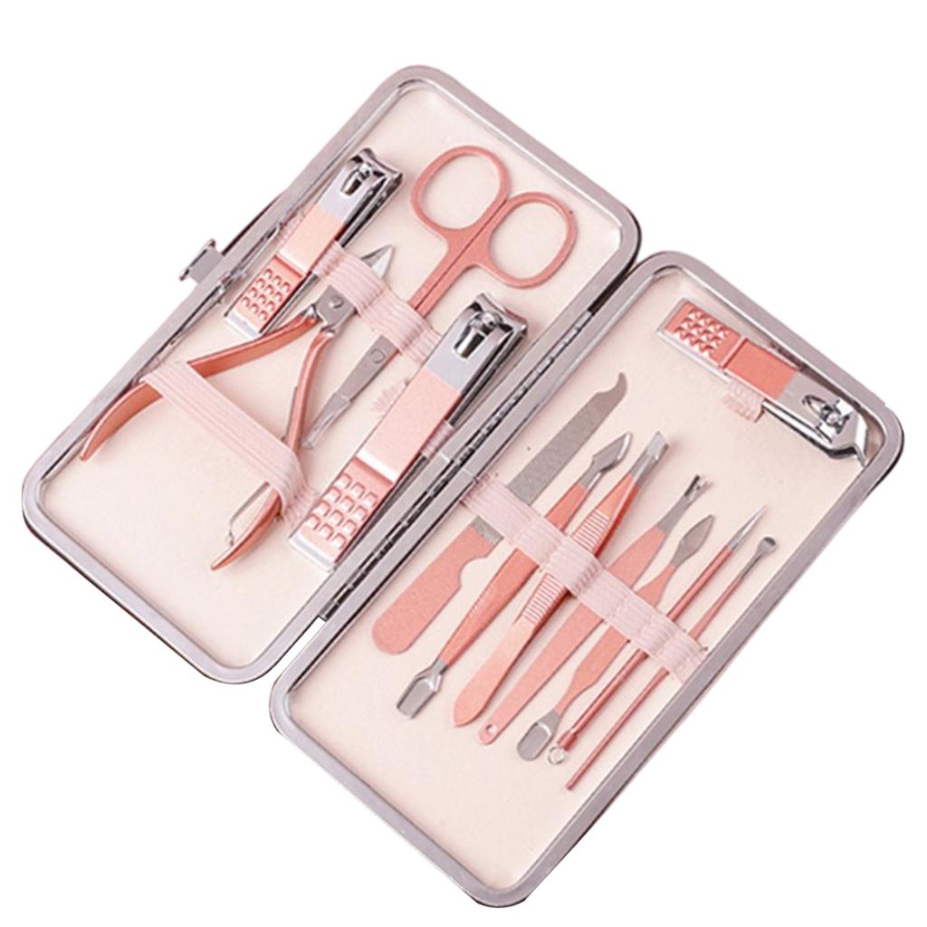 Nail Clipper Set Stainless Steel Pedicure Cuticle for Women and Men Portable 12 Pieces Set