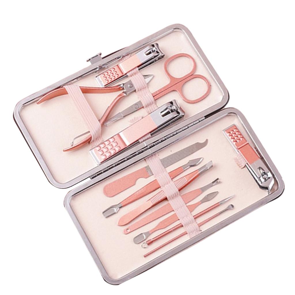 Nail Clipper Set Stainless Steel Pedicure Cuticle for Women and Men Portable 12 Pieces Set