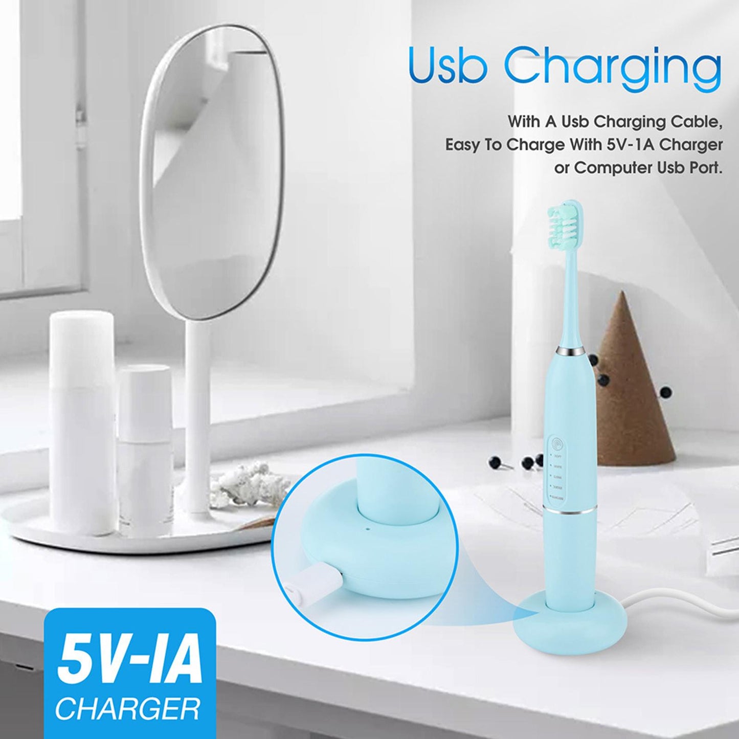 Sonic Dental Calculus Scaler USB Charging for Adult Kids Teeth Cleaner White