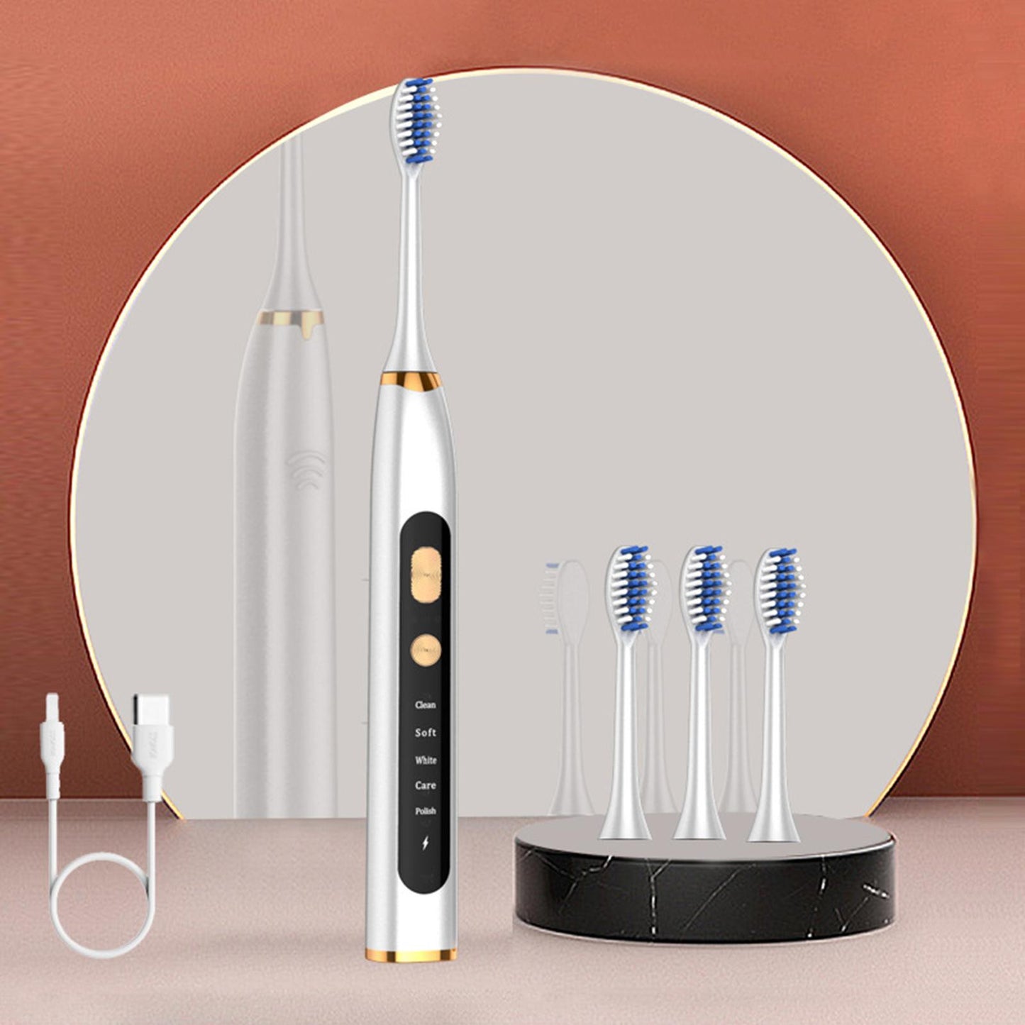 Electric Toothbrush 5 Modes 15 Day Using Time for Kids Rechargeable  White