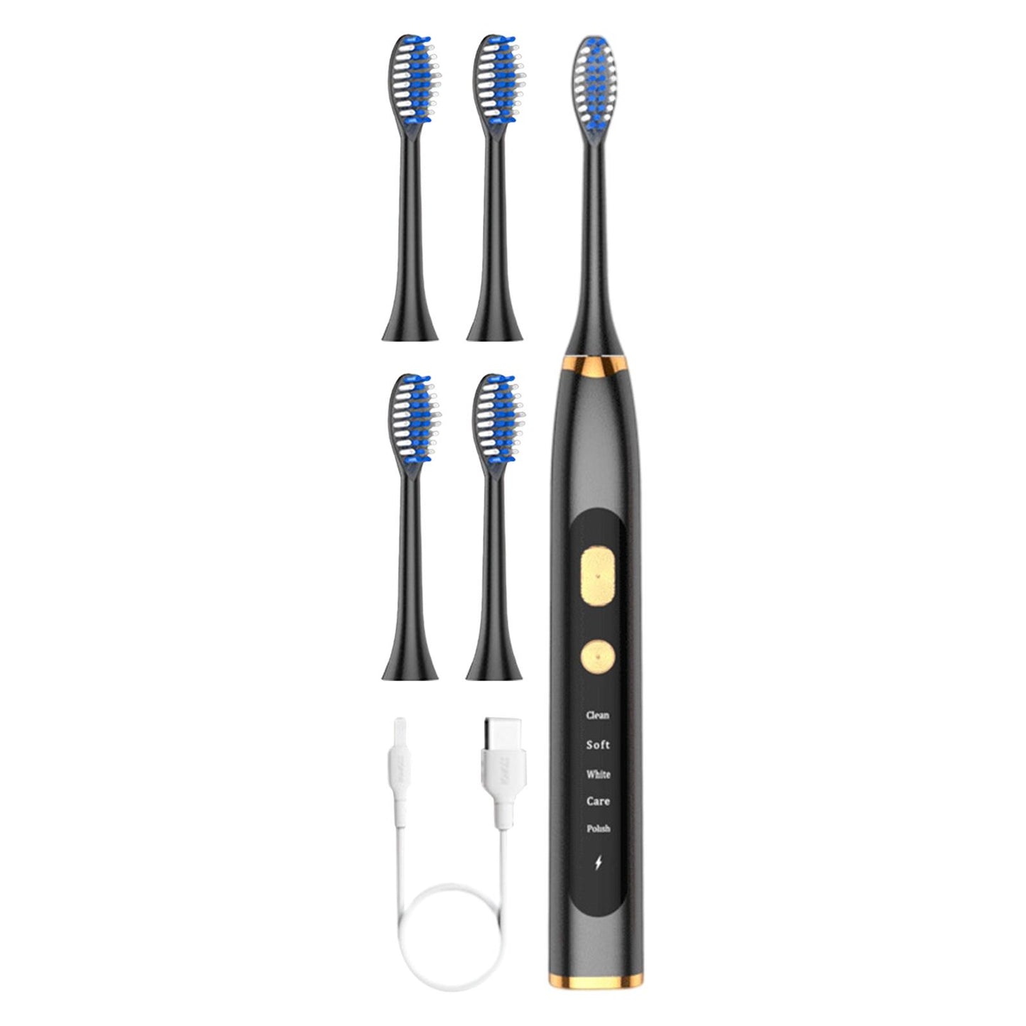 Electric Toothbrush 5 Modes 15 Day Using Time for Kids Rechargeable  Black