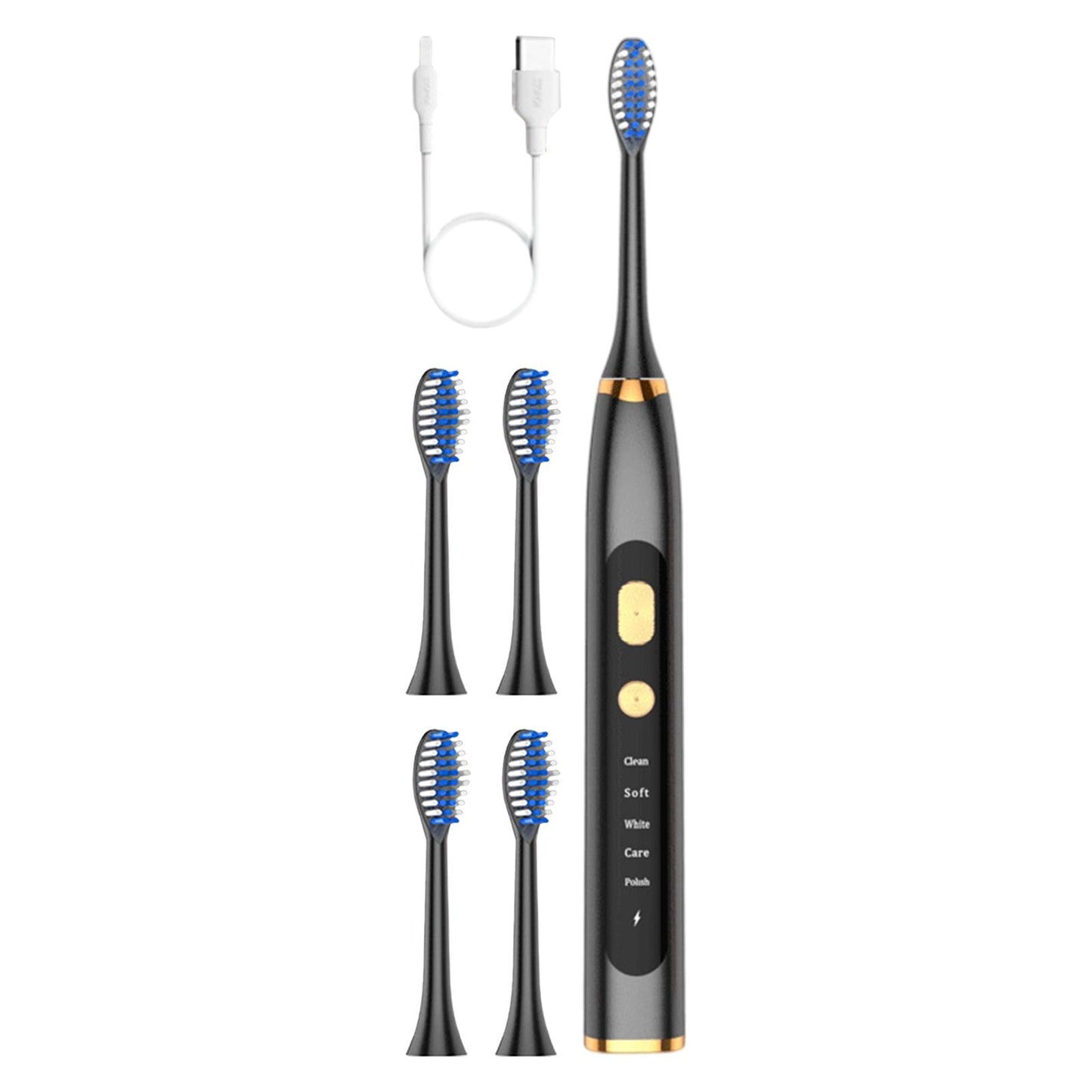 Electric Toothbrush 5 Modes 15 Day Using Time for Kids Rechargeable  Black