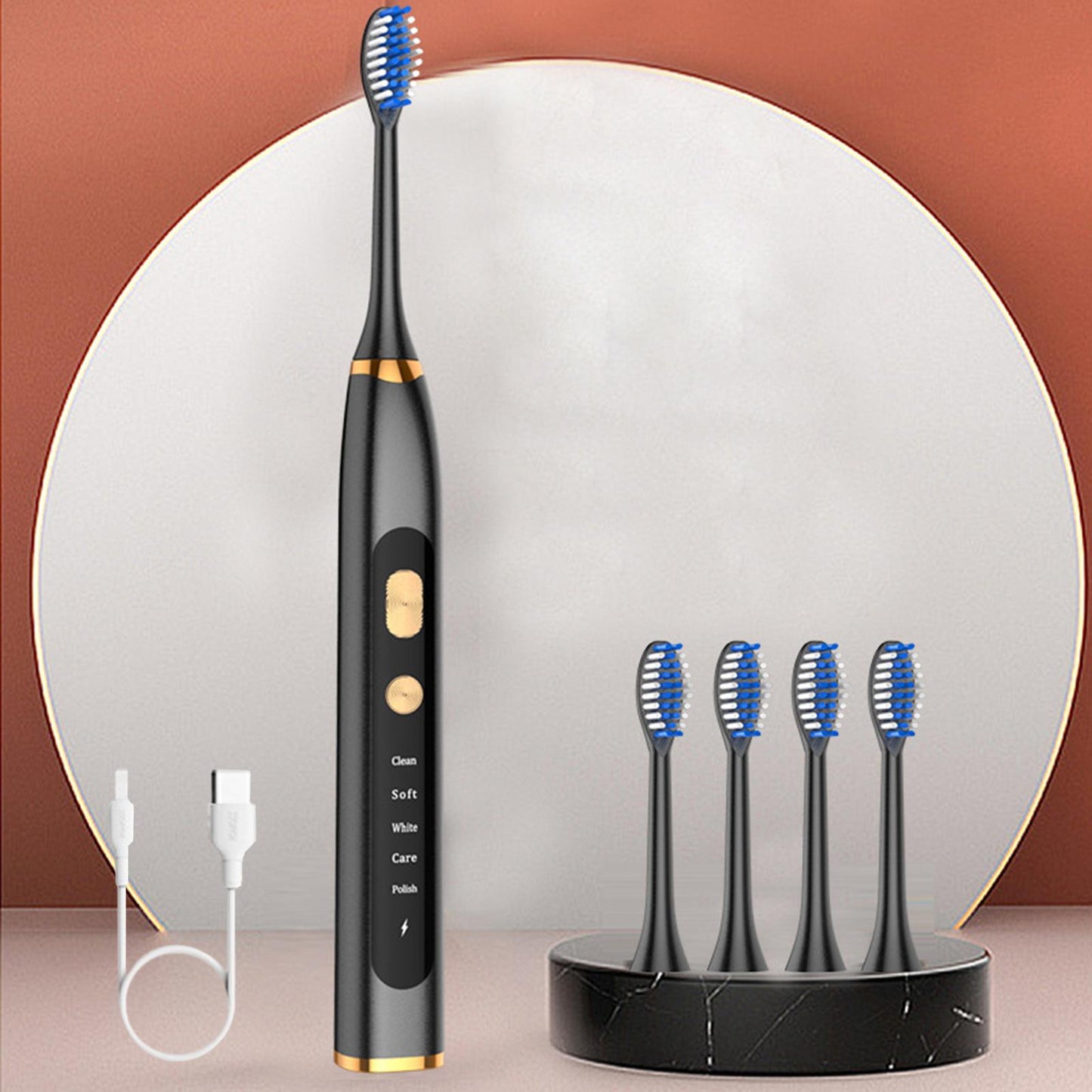 Electric Toothbrush 5 Modes 15 Day Using Time for Kids Rechargeable  Black