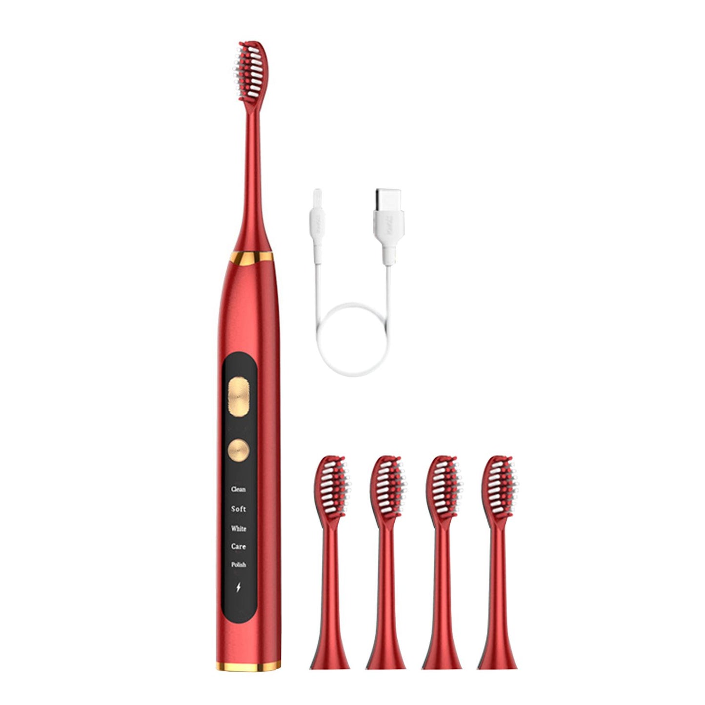Electric Toothbrush 5 Modes 15 Day Using Time for Kids Rechargeable  Red