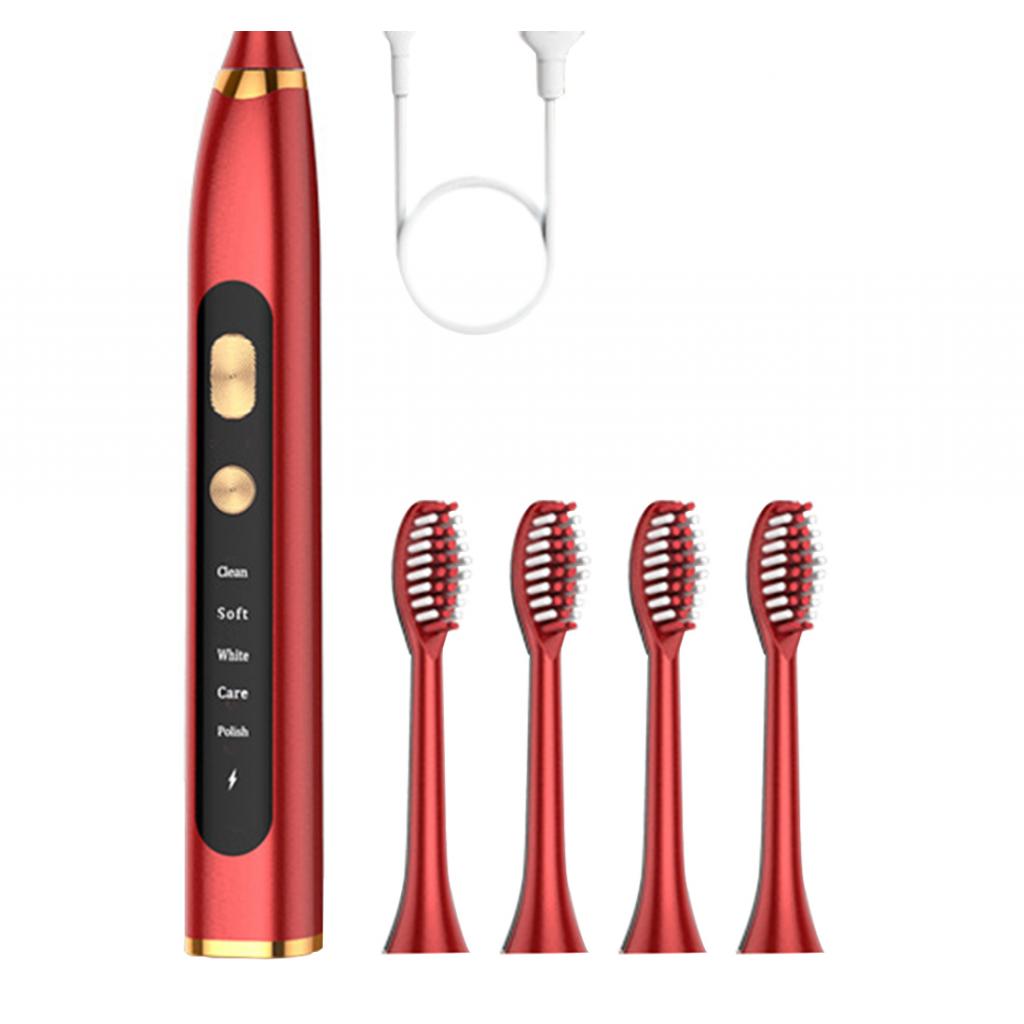 Electric Toothbrush 5 Modes 15 Day Using Time for Kids Rechargeable  Red