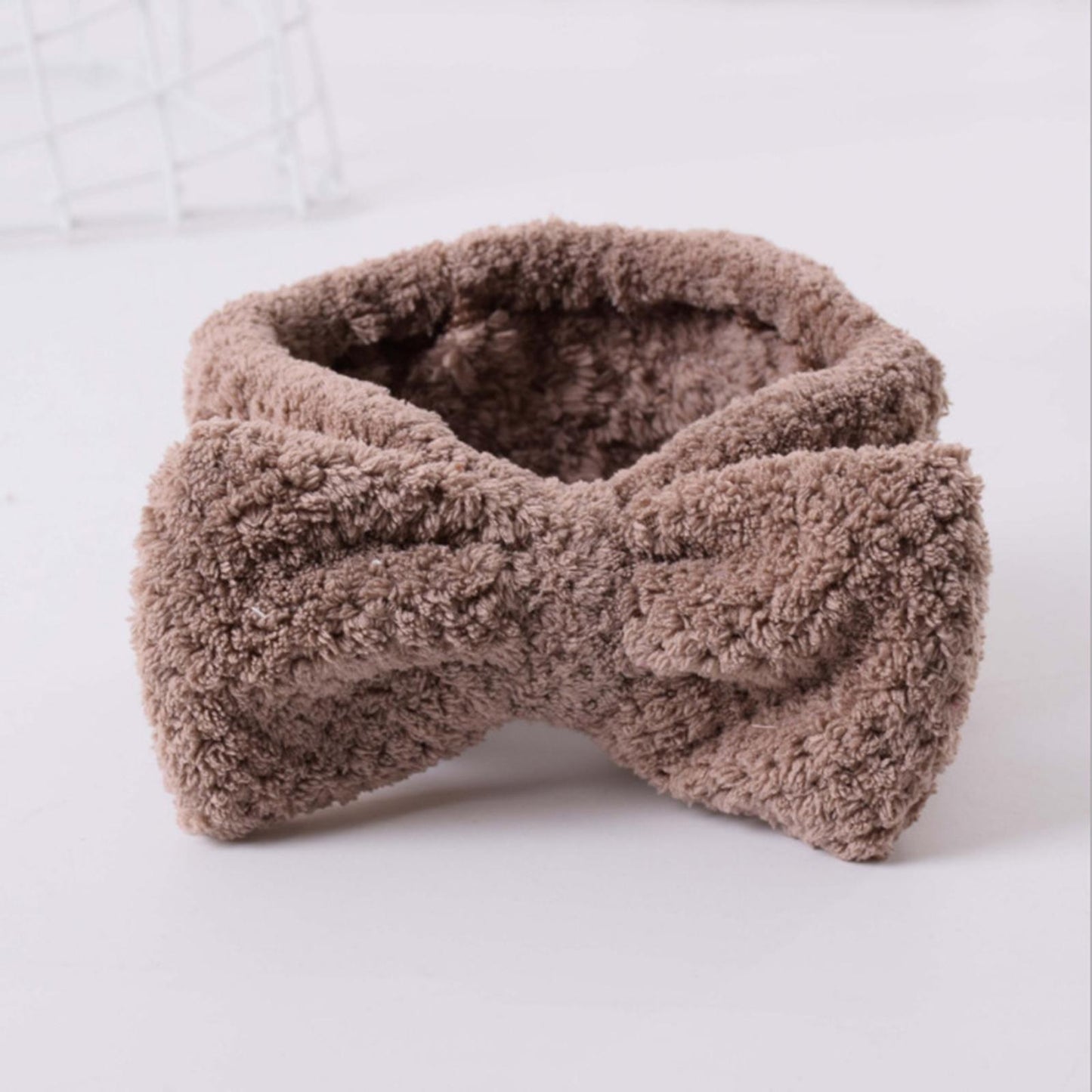 SPA Headband Coral Fleece Head Wraps Soft for Facial Wash Women Dark Brown