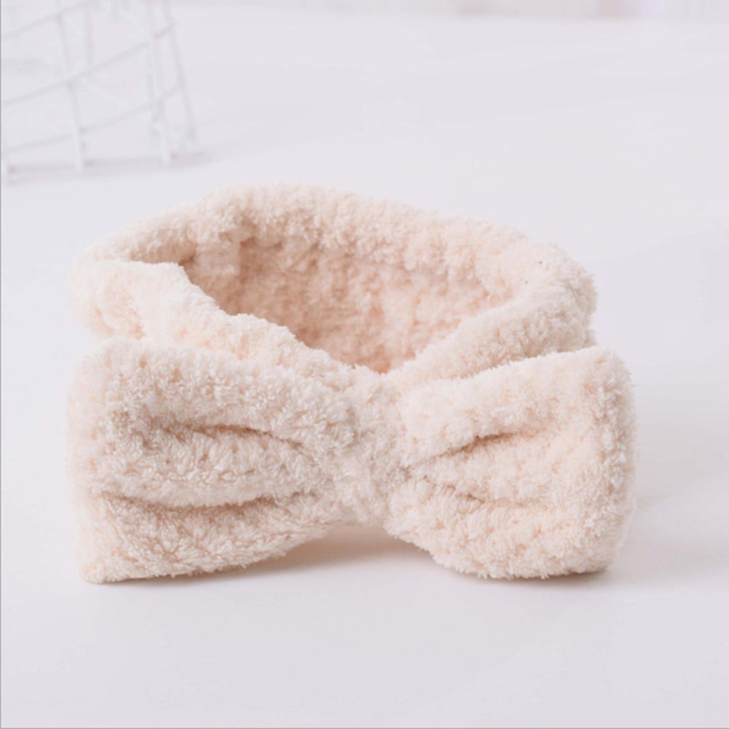 SPA Headband Coral Fleece Head Wraps Soft for Facial Wash Women Beige