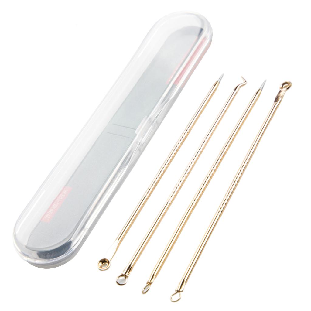 Blackhead Remover Blackhead Tool Kit Pimple Removal Tool 4pcs Gold