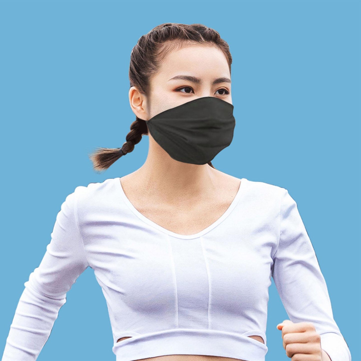 4 in1 Face Mask Breathability Protective Elastic Belt for Outdoor Teen Black
