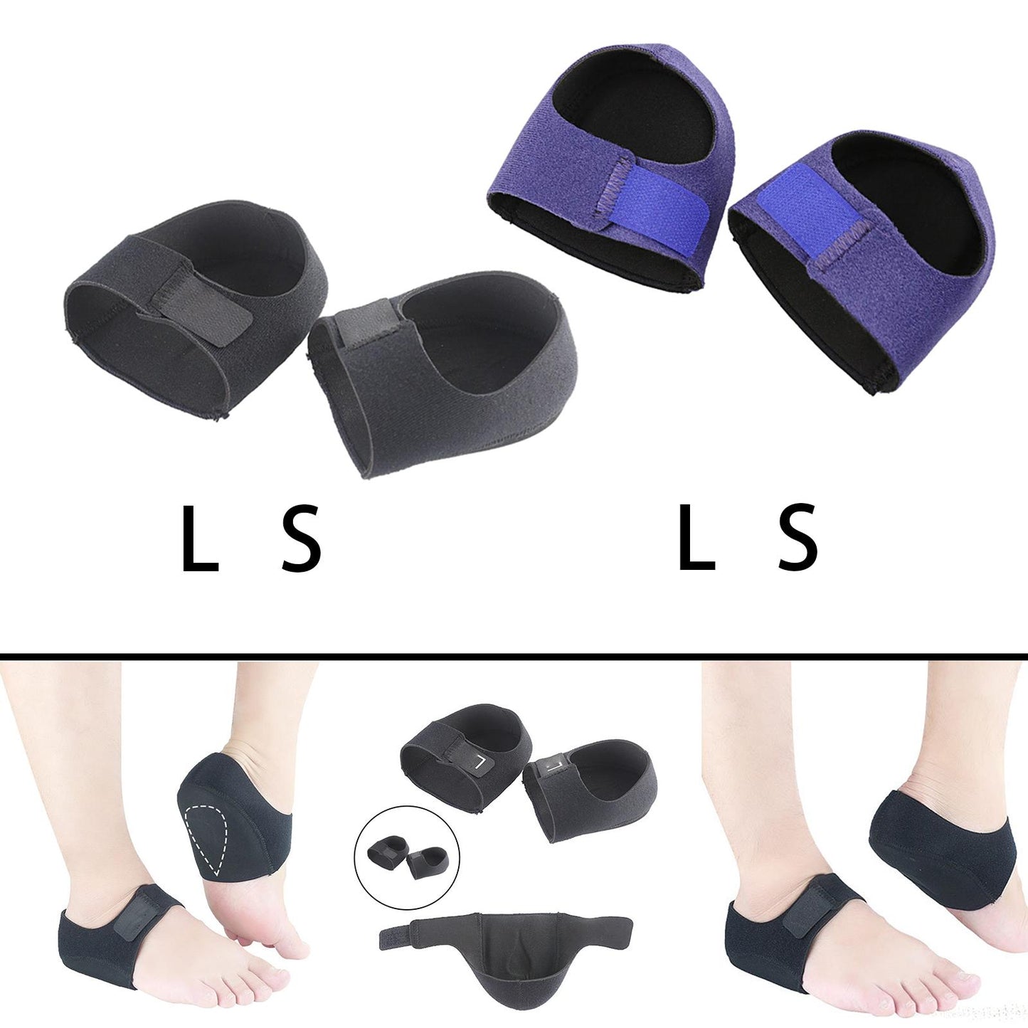 Heel Pad heel sock Heel Cushion Heel Support Brace damping Cracked Dry Black L