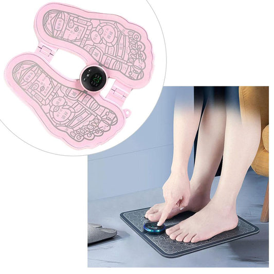 Foot Massager Cushion Electric USB Rechargeable Deep Kneading Shock Portable Pink Footprint