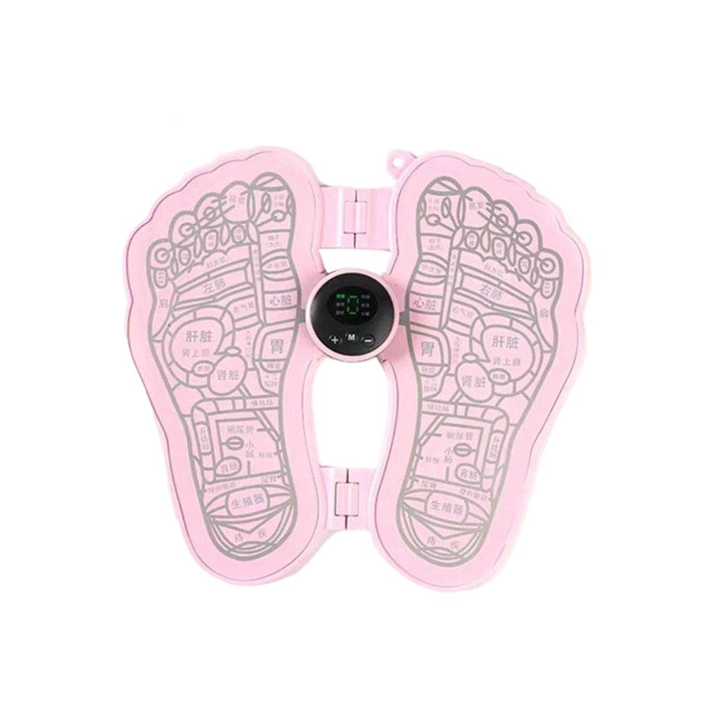Foot Massager Cushion Electric USB Rechargeable Deep Kneading Shock Portable Pink Footprint