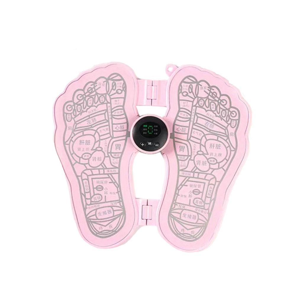 Foot Massager Cushion Electric USB Rechargeable Deep Kneading Shock Portable Pink Footprint