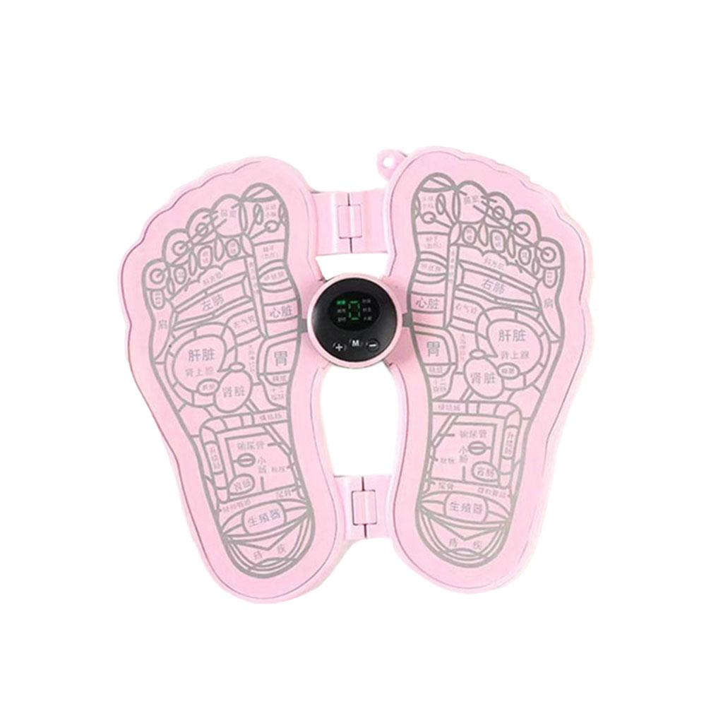 Foot Massager Cushion Electric USB Rechargeable Deep Kneading Shock Portable Pink Footprint