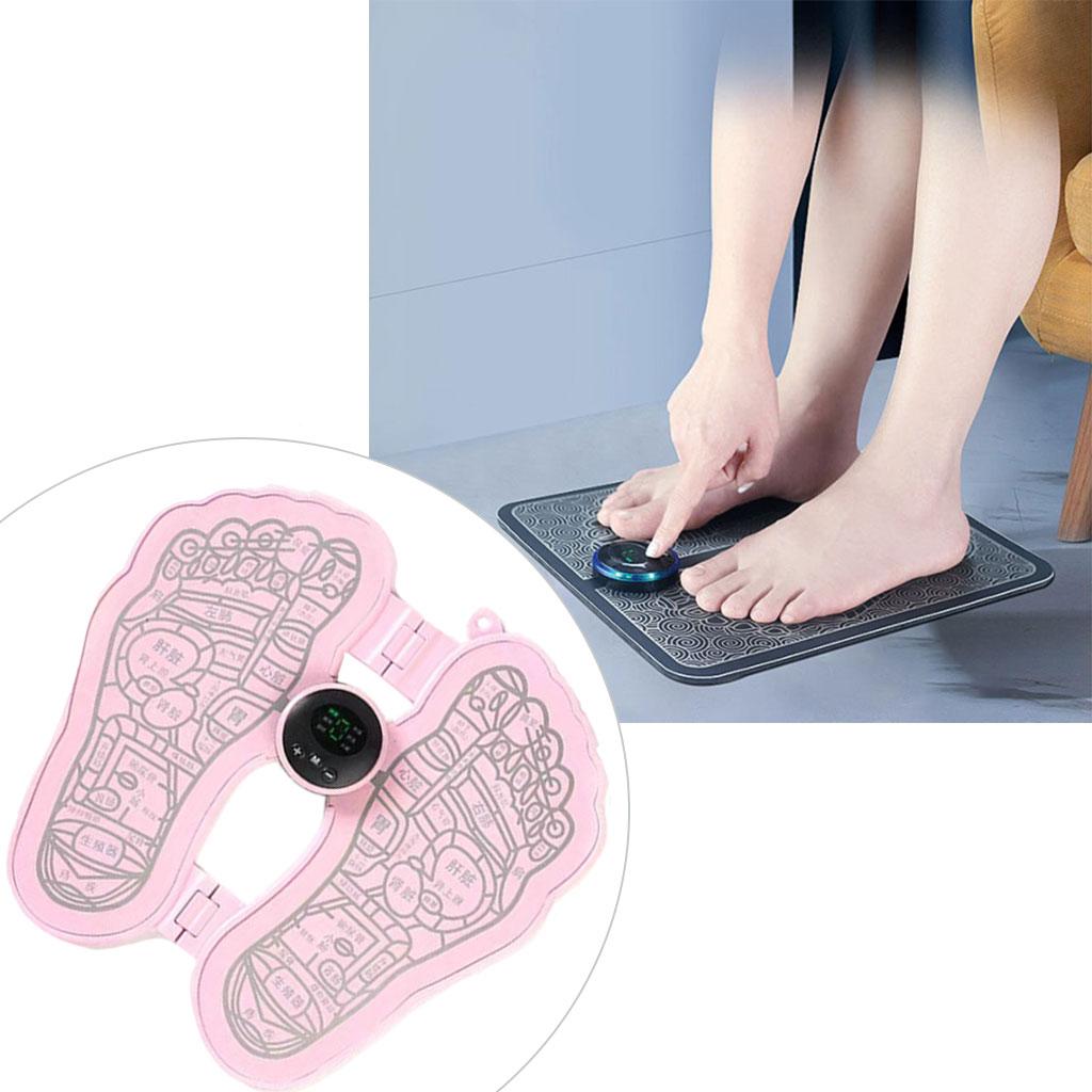 Foot Massager Cushion Electric USB Rechargeable Deep Kneading Shock Portable Pink Footprint