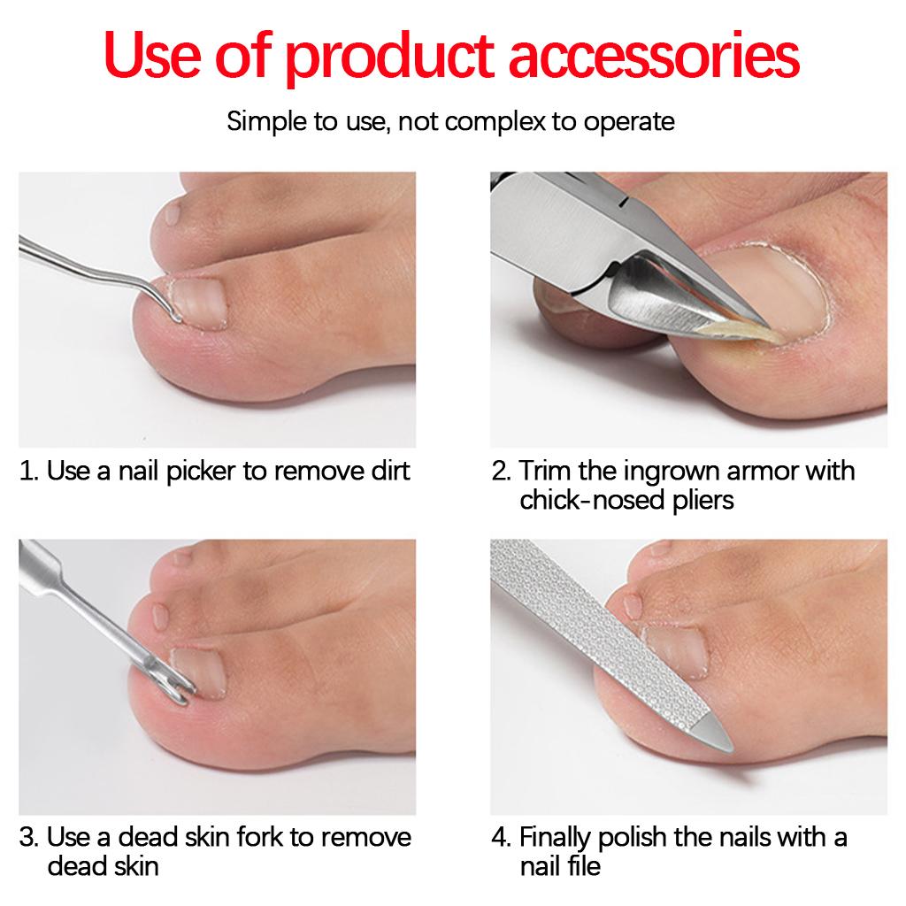 Nail Clippers Set Toenail Nipper Stainless Steel for Trim Thick Nails Men Yellow