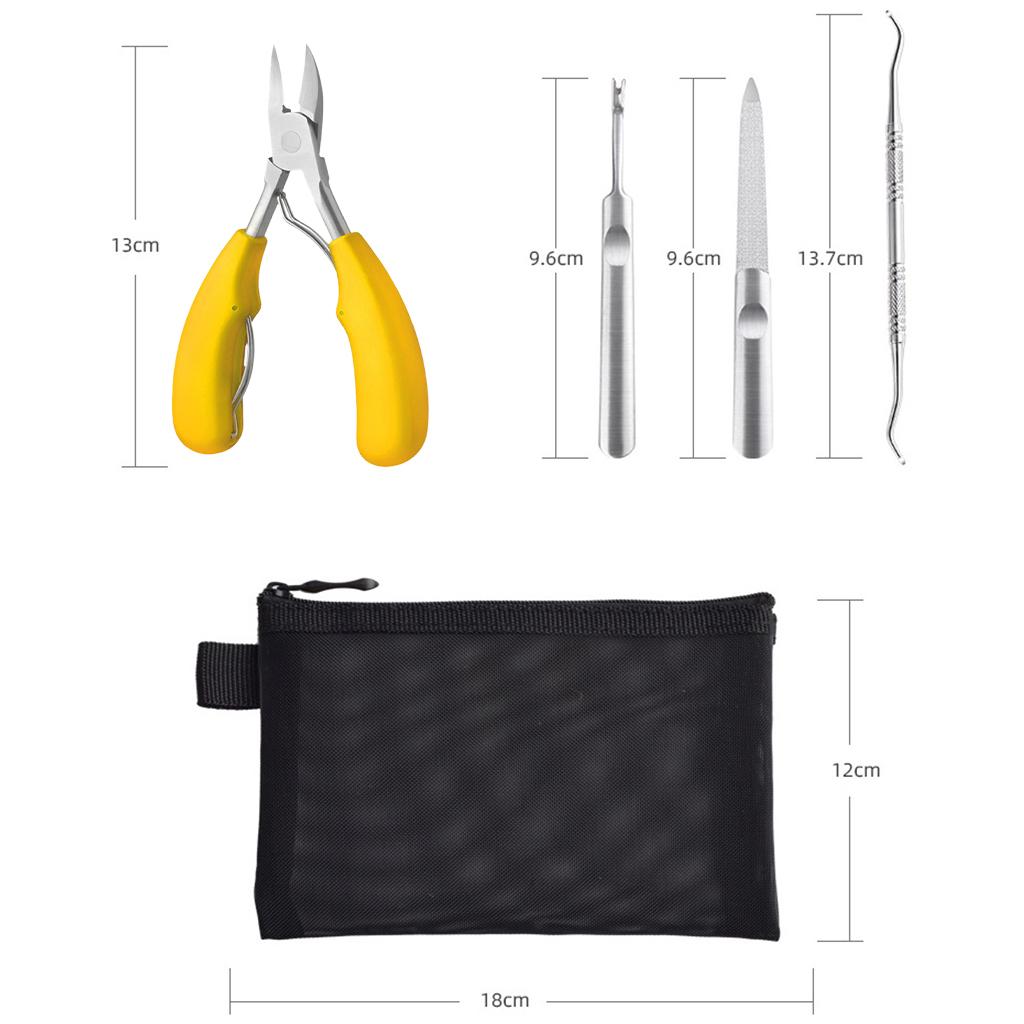 Nail Clippers Set Toenail Nipper Stainless Steel for Trim Thick Nails Men Yellow