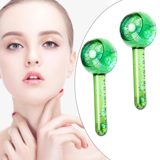 2 Pieces Facial Cooling Ice Globes Ball for Face Neck Care Dark Green